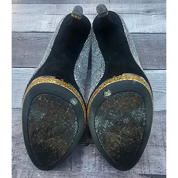 GIANNI BINI Stiletto Pumps Heels Silver Sequin Glitter Sparkle Shoes Women's 8M - Picture 5 of 9